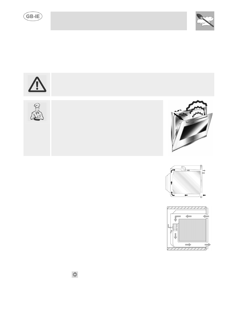 Use of the oven, Warnings and general advice, Cooling system (on some models) | Oven light, Instructions for the user, 1 warnings and general advice, 2 cooling system (on some models), 3 cooling system (on some models), 4 oven light | Smeg SDK380X-5 User Manual | Page 17 / 27