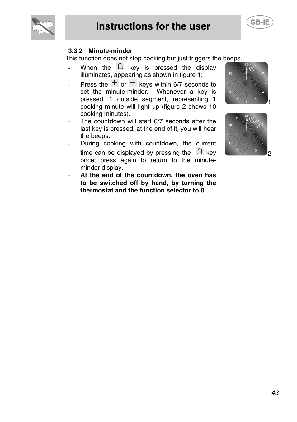 Minute-minder, Instructions for the user | Smeg SC166PZ User Manual | Page 12 / 29