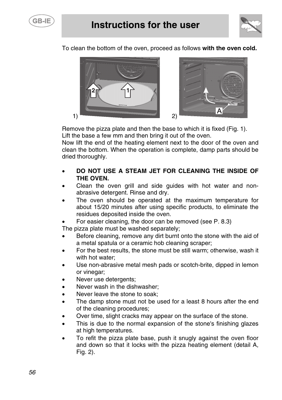 Instructions for the user | Smeg SC166PZ User Manual | Page 25 / 29