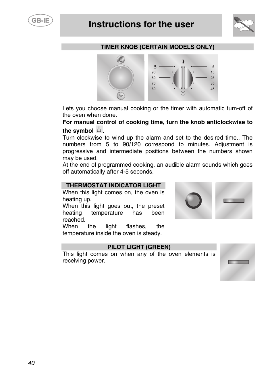 Instructions for the user | Smeg SC166PZ User Manual | Page 9 / 29