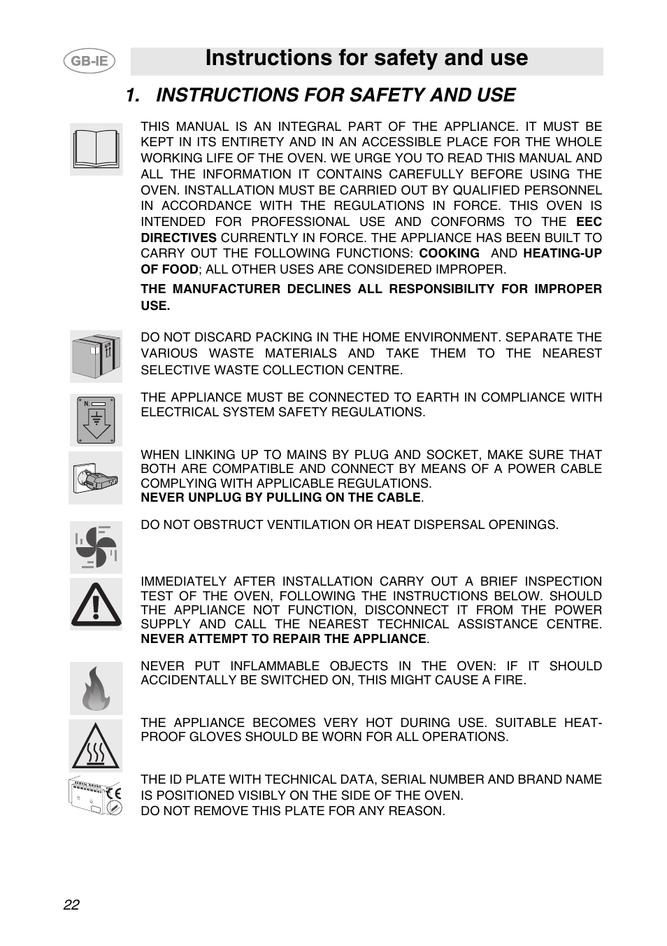 Instructions for safety and use | Smeg ALFA141XE User Manual | Page 2 / 17