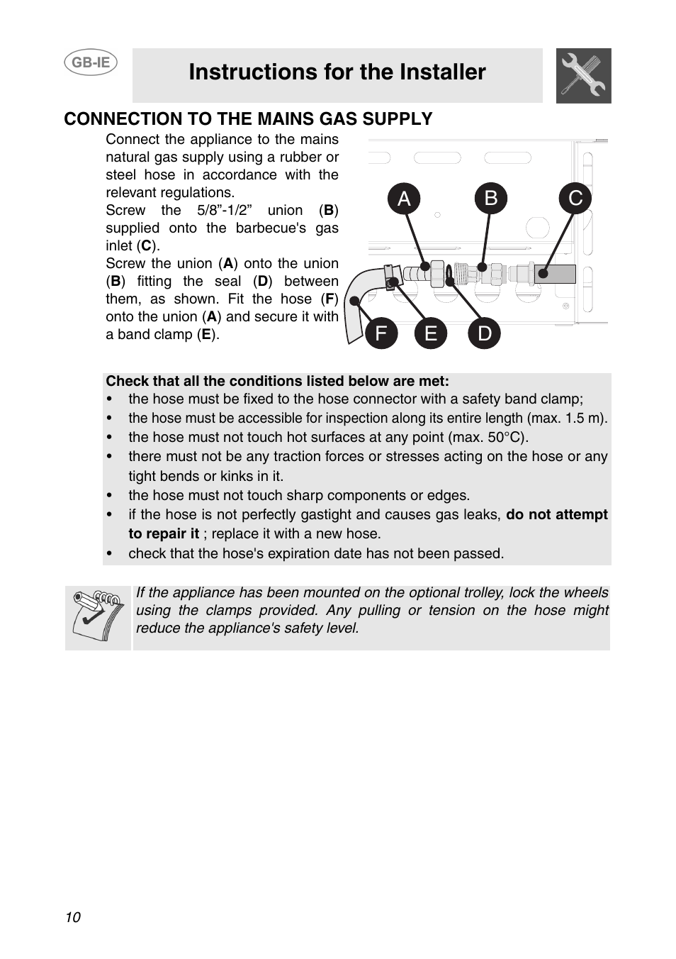 Instructions for the installer | Smeg BQ6030 User Manual | Page 2 / 6