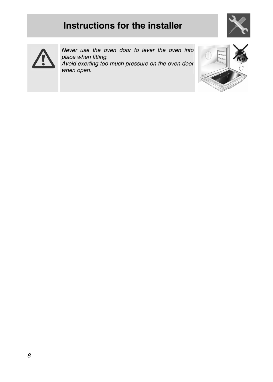 Instructions for the installer | Smeg SA301X User Manual | Page 6 / 20