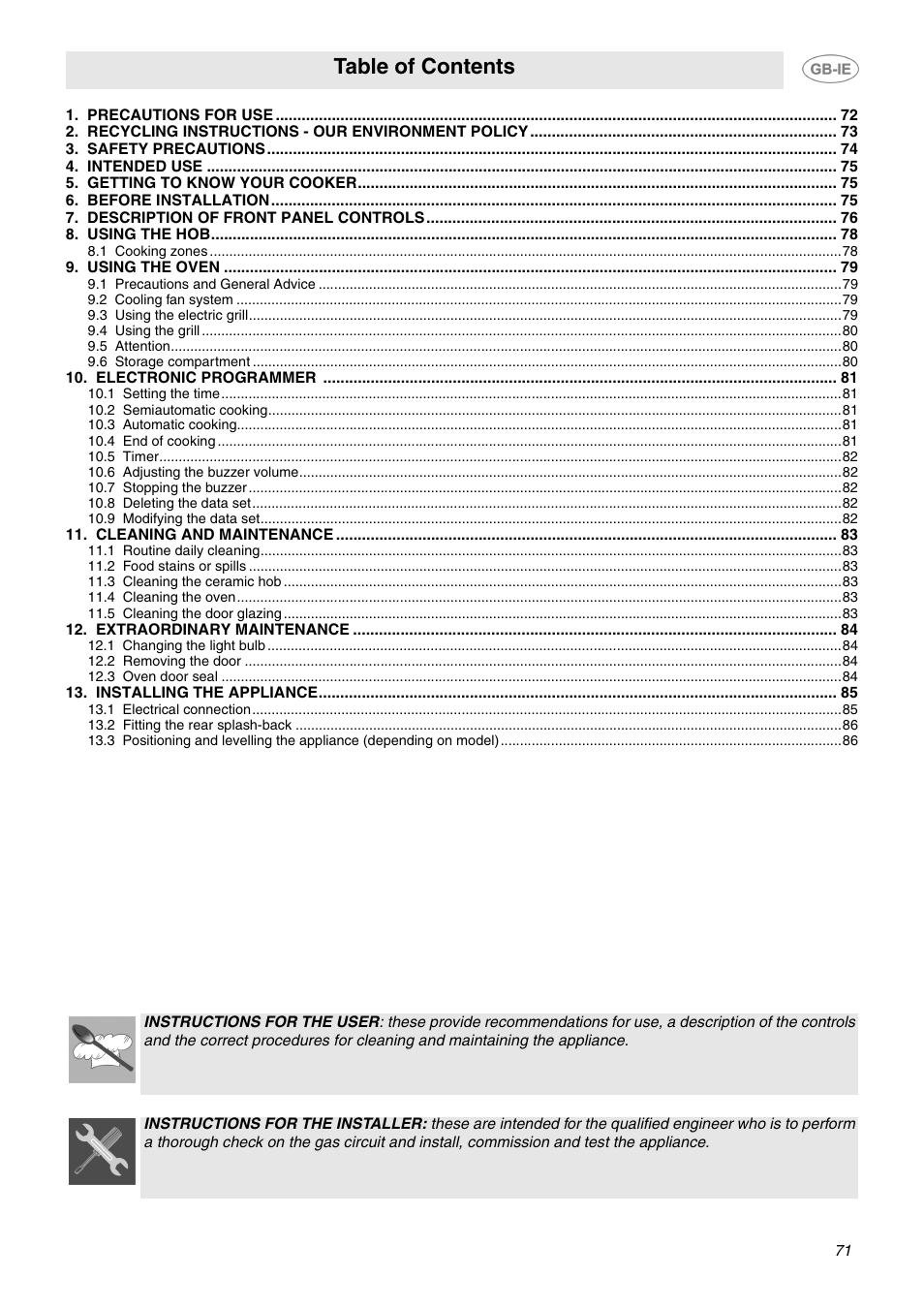 Smeg B70CMSX5 User Manual | 16 pages