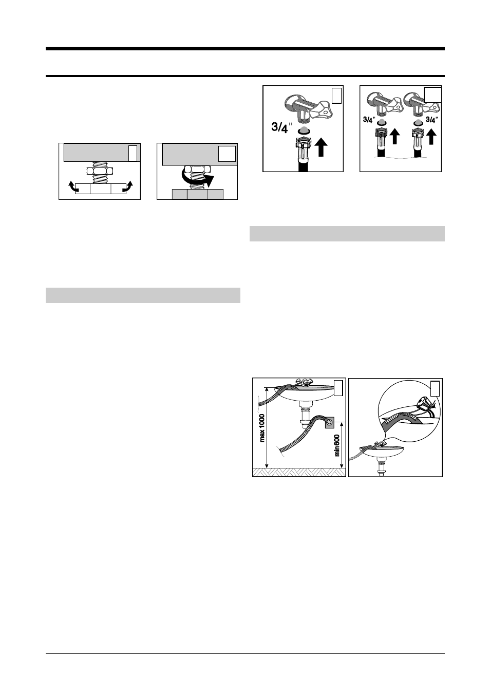 Placing and installation, Connection to the water supply, Water outlet | Connection to cold water, Connection to hot/cold water | Smeg WLB500T User Manual | Page 5 / 16