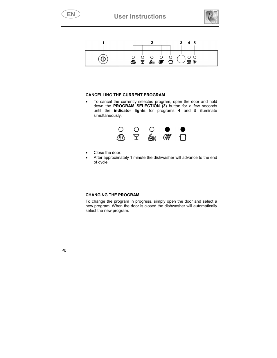 User instructions | Smeg DWI409C User Manual | Page 10 / 28