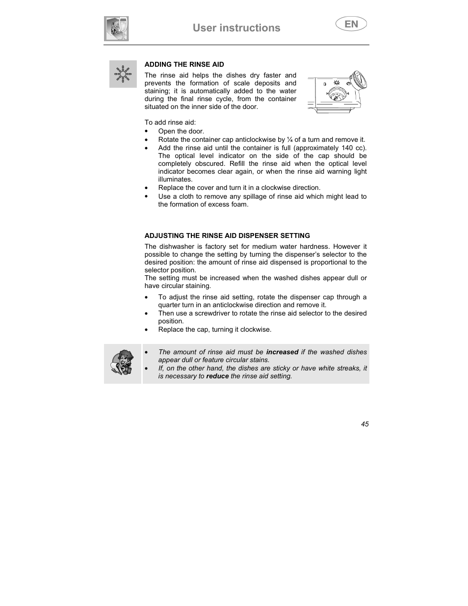 User instructions | Smeg DWI409C User Manual | Page 15 / 28