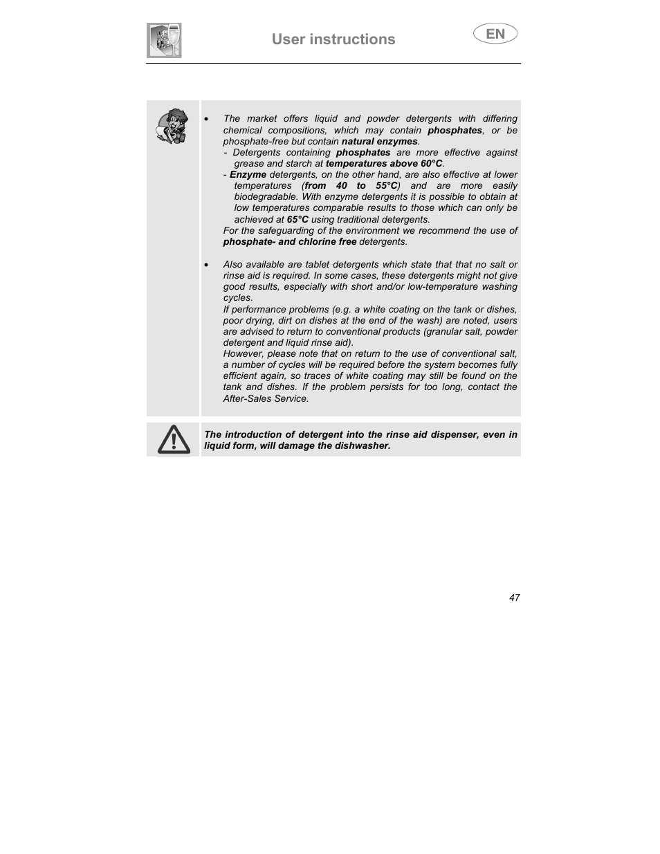 User instructions | Smeg DWI409C User Manual | Page 17 / 28