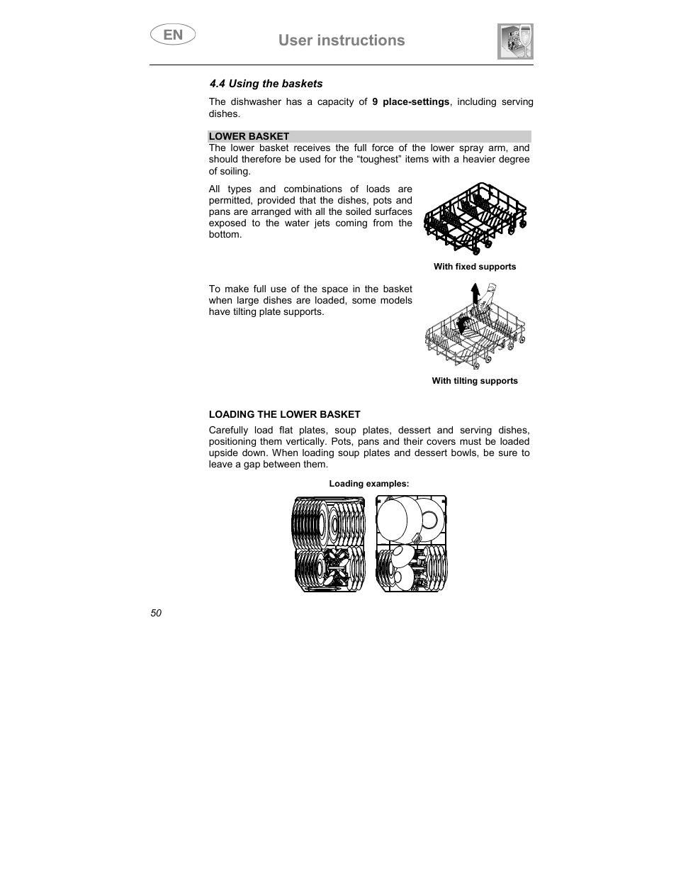 User instructions | Smeg DWI409C User Manual | Page 20 / 28