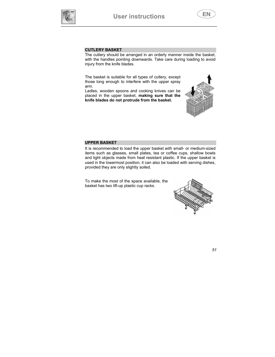 User instructions | Smeg DWI409C User Manual | Page 21 / 28