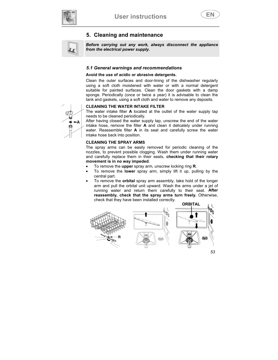 User instructions | Smeg DWI409C User Manual | Page 23 / 28