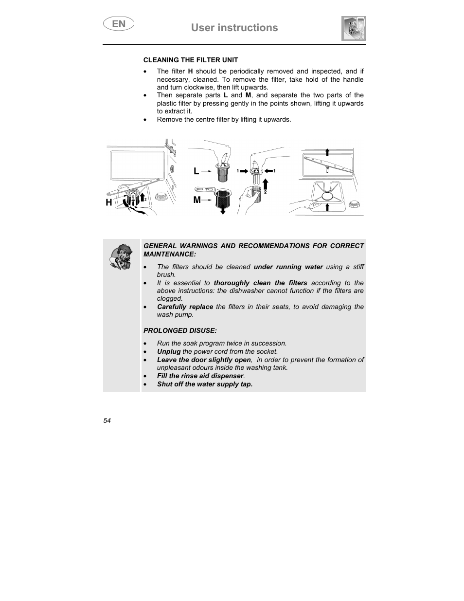 User instructions | Smeg DWI409C User Manual | Page 24 / 28