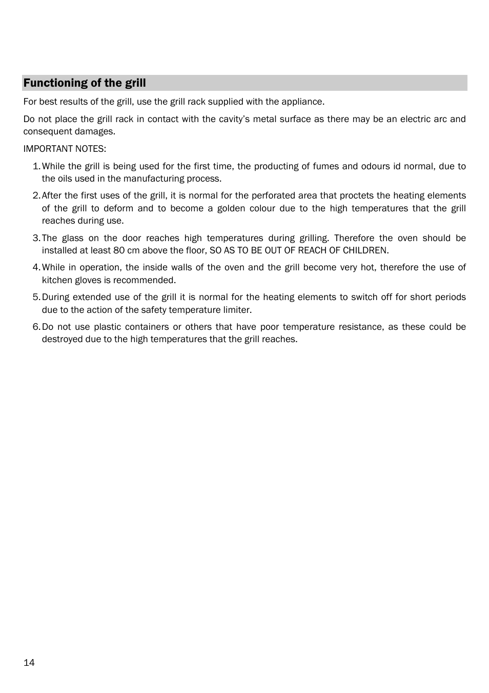 Functioning of the grill, Advice on the use of cookware | Smeg FME18EX User Manual | Page 16 / 25