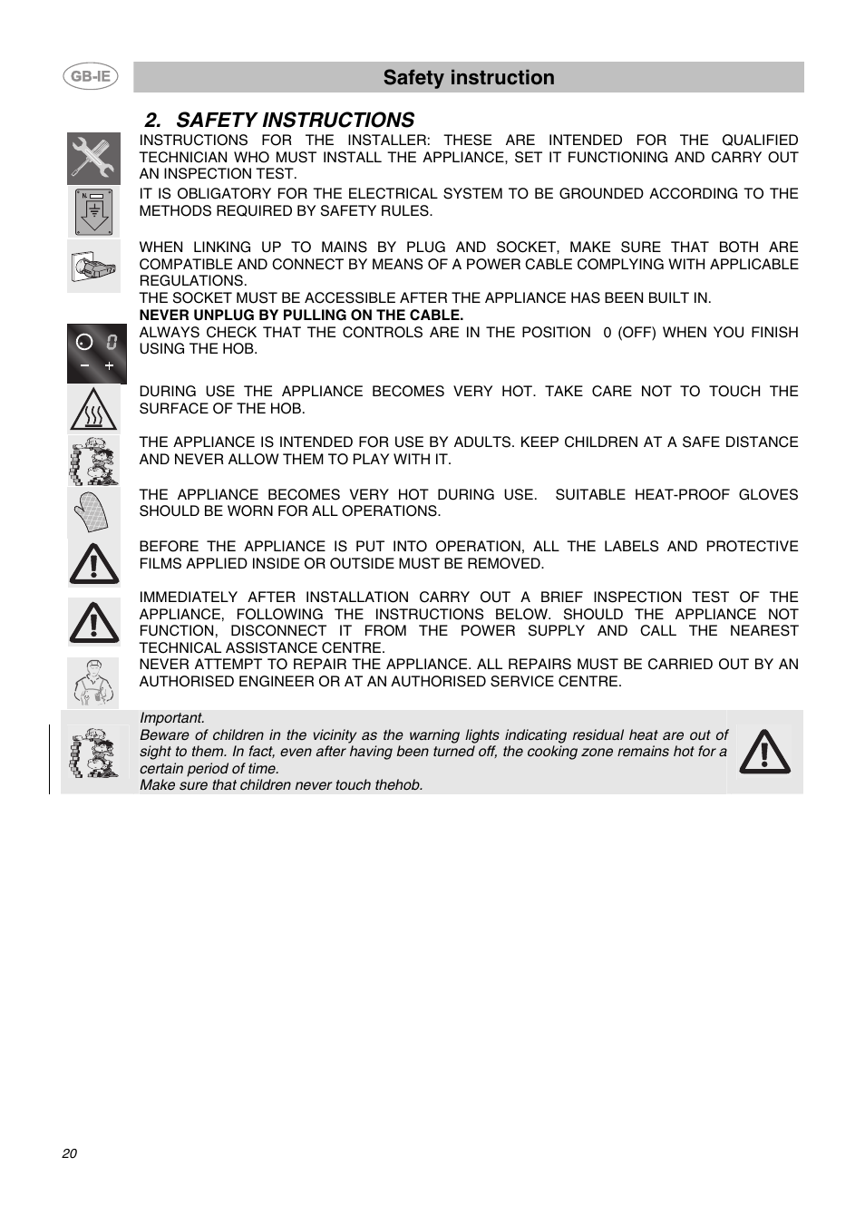 Safety instructions, Safety instruction | Smeg AP2640TC1 User Manual | Page 3 / 15