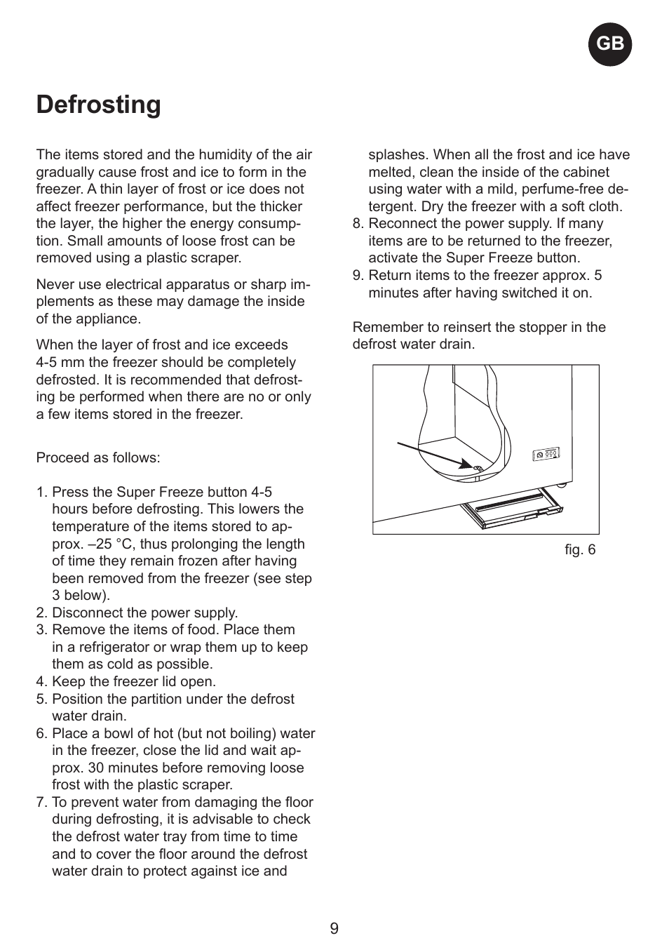 Defrosting | Smeg CH300 User Manual | Page 9 / 13