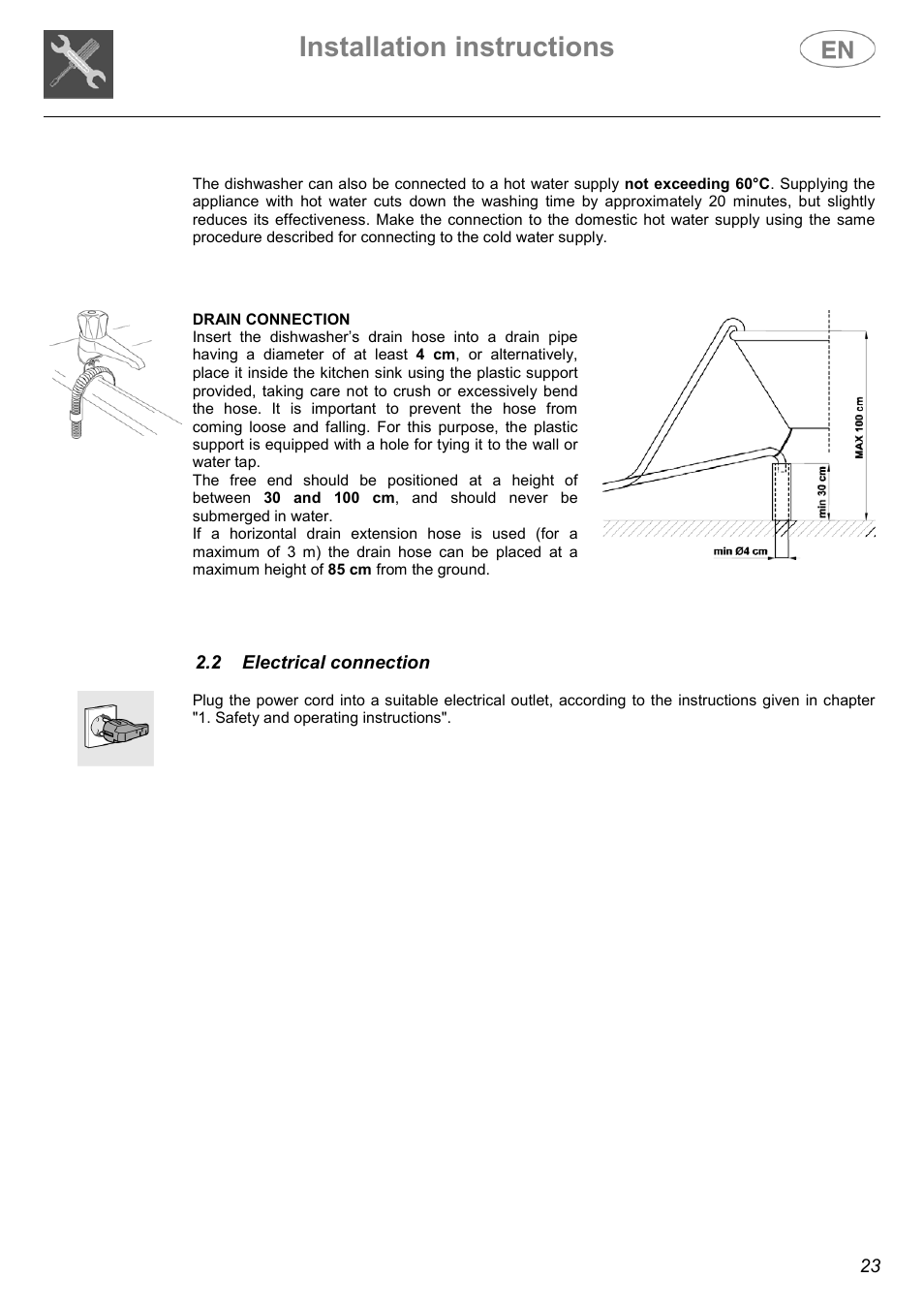 Installation instructions | Smeg DF410BL User Manual | Page 19 / 31