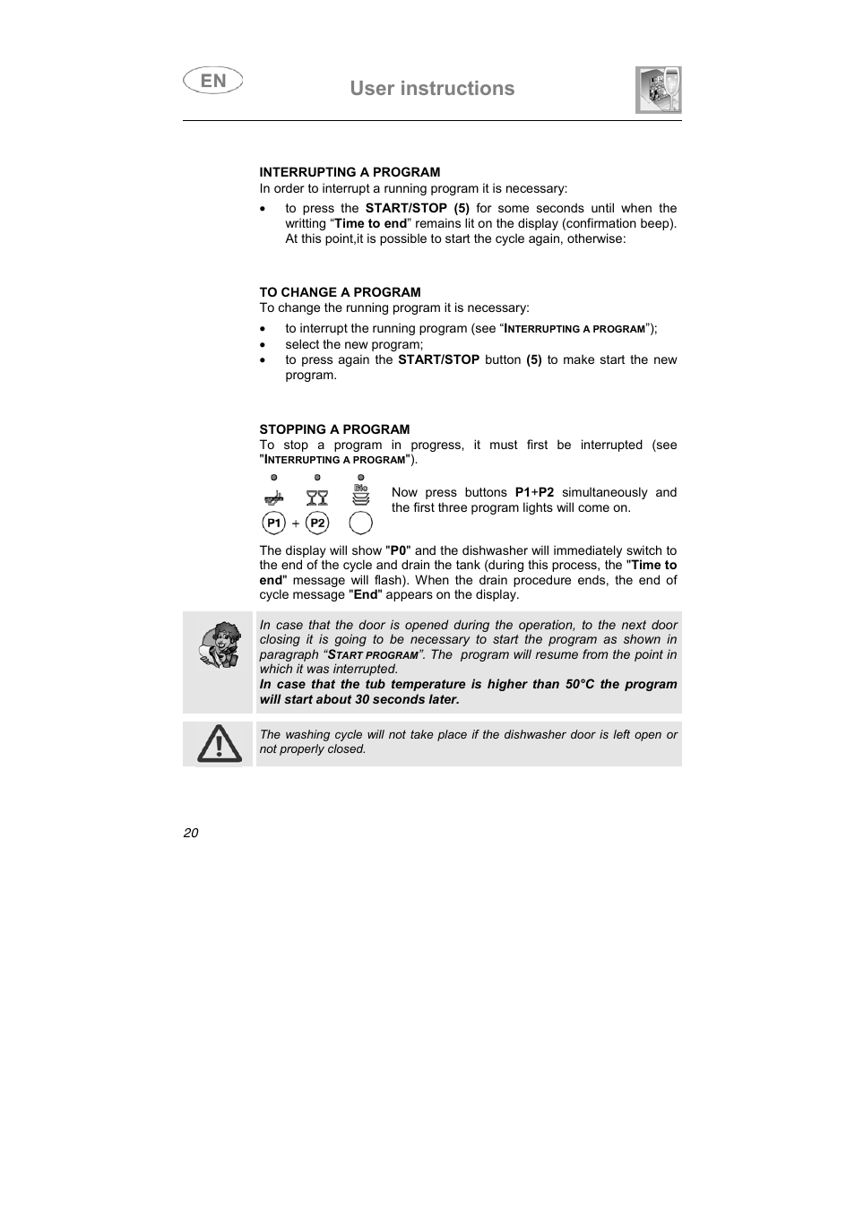 User instructions | Smeg DF410BL User Manual | Page 7 / 31