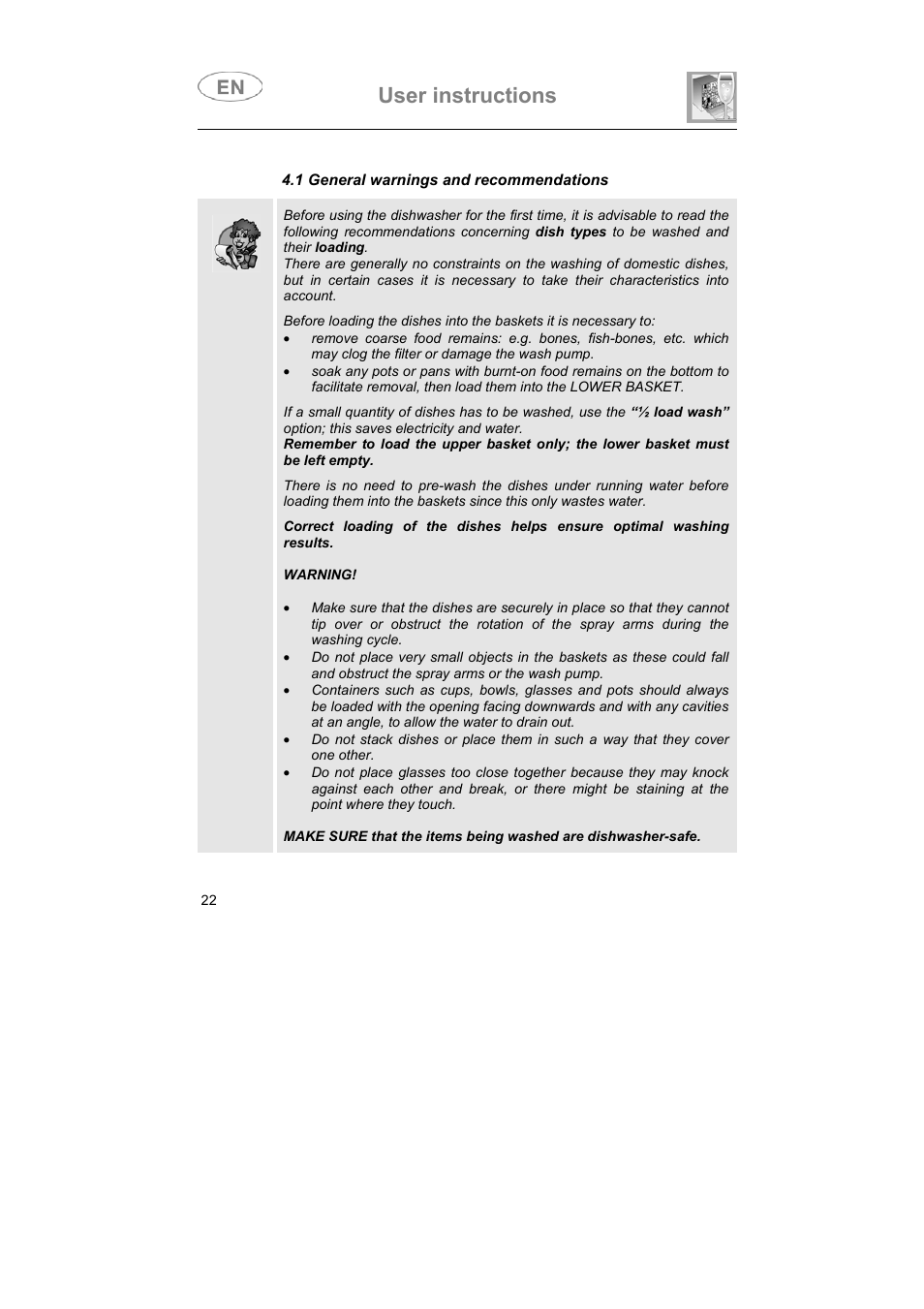 User instructions | Smeg 3LBA500 User Manual | Page 21 / 31