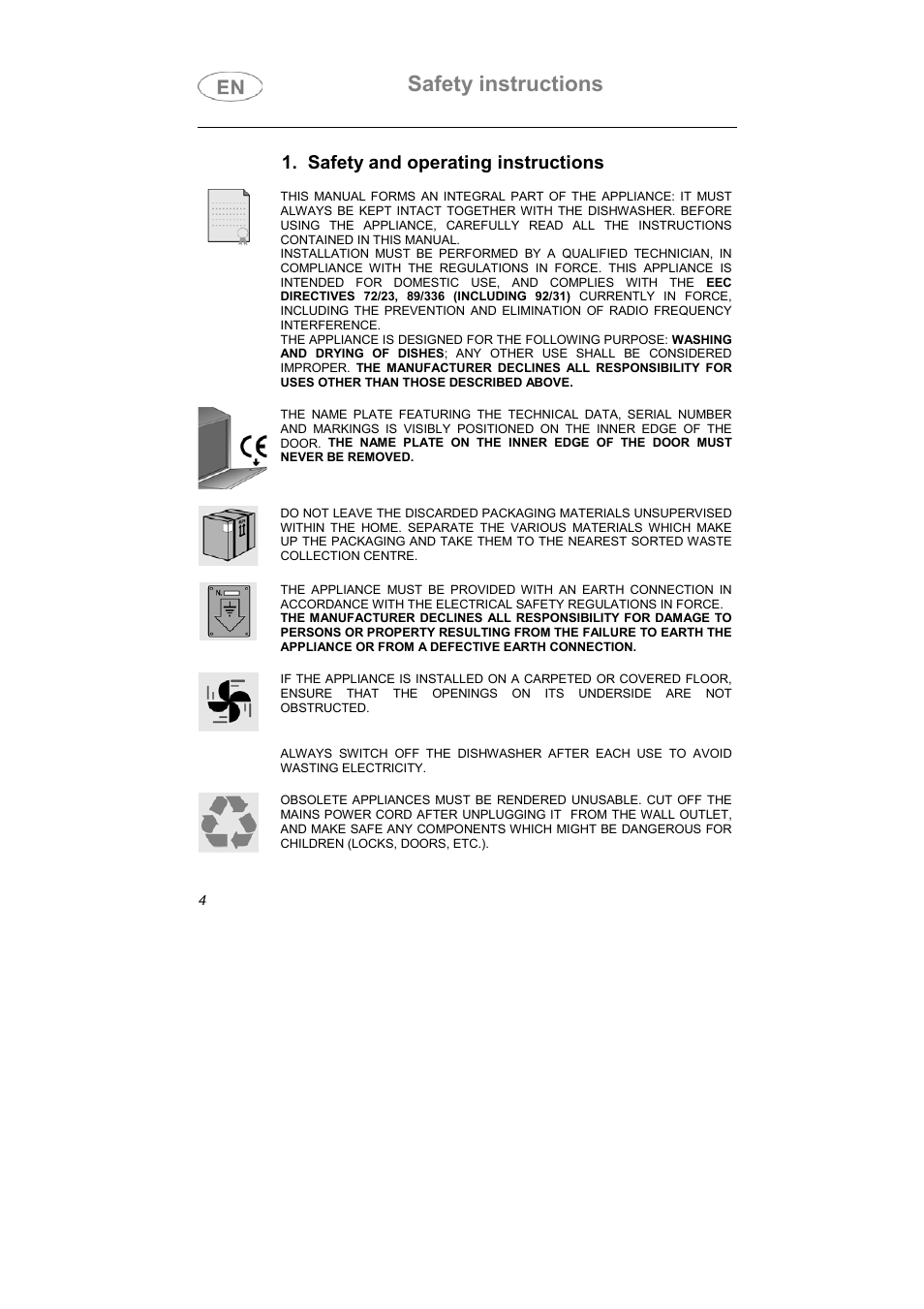 Safety instructions, Safety and operating instructions | Smeg 3LBA500 User Manual | Page 3 / 31