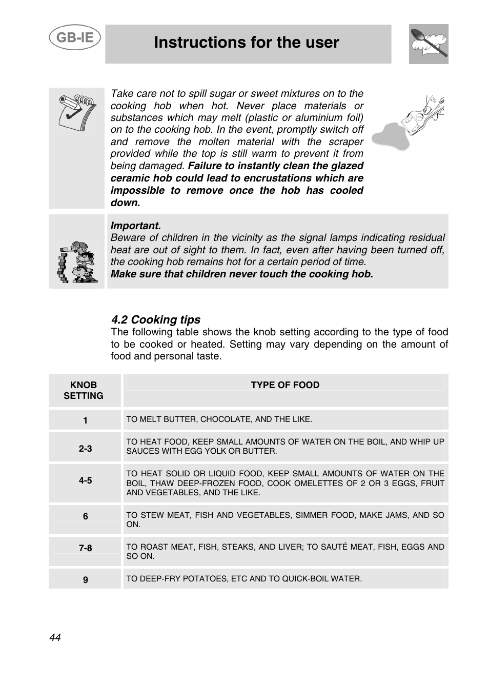 Instructions for the user, 2 cooking tips | Smeg A42C-5 User Manual | Page 15 / 27