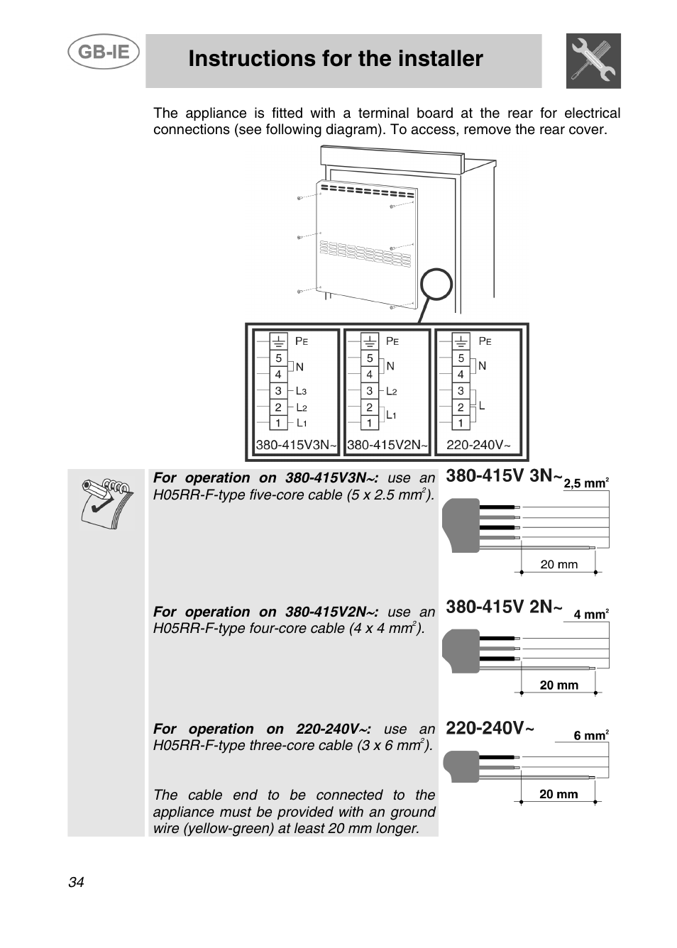 Instructions for the installer | Smeg A42C-5 User Manual | Page 5 / 27