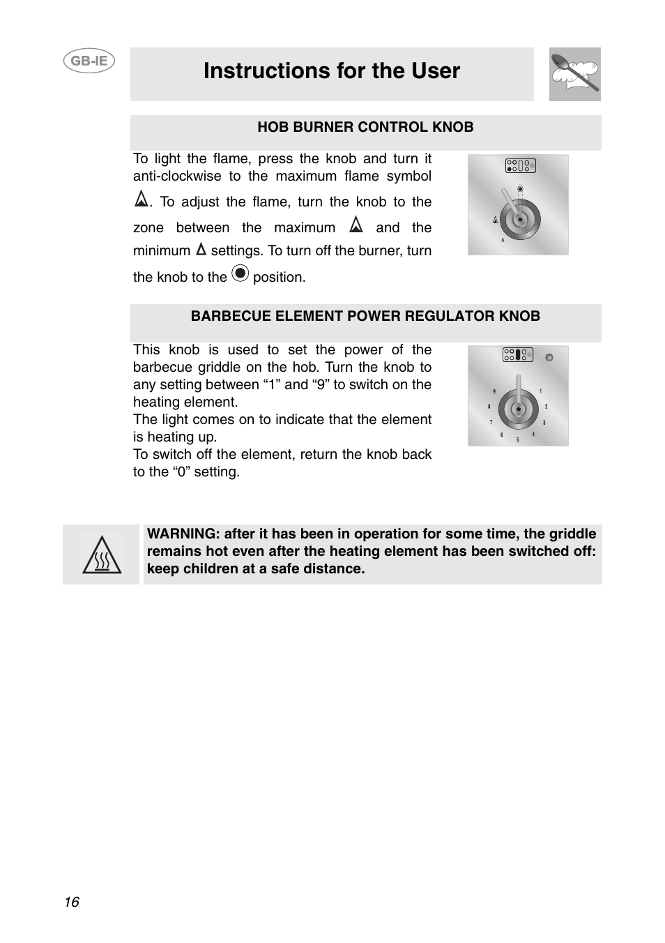 Instructions for the user | Smeg CS150SA User Manual | Page 14 / 43