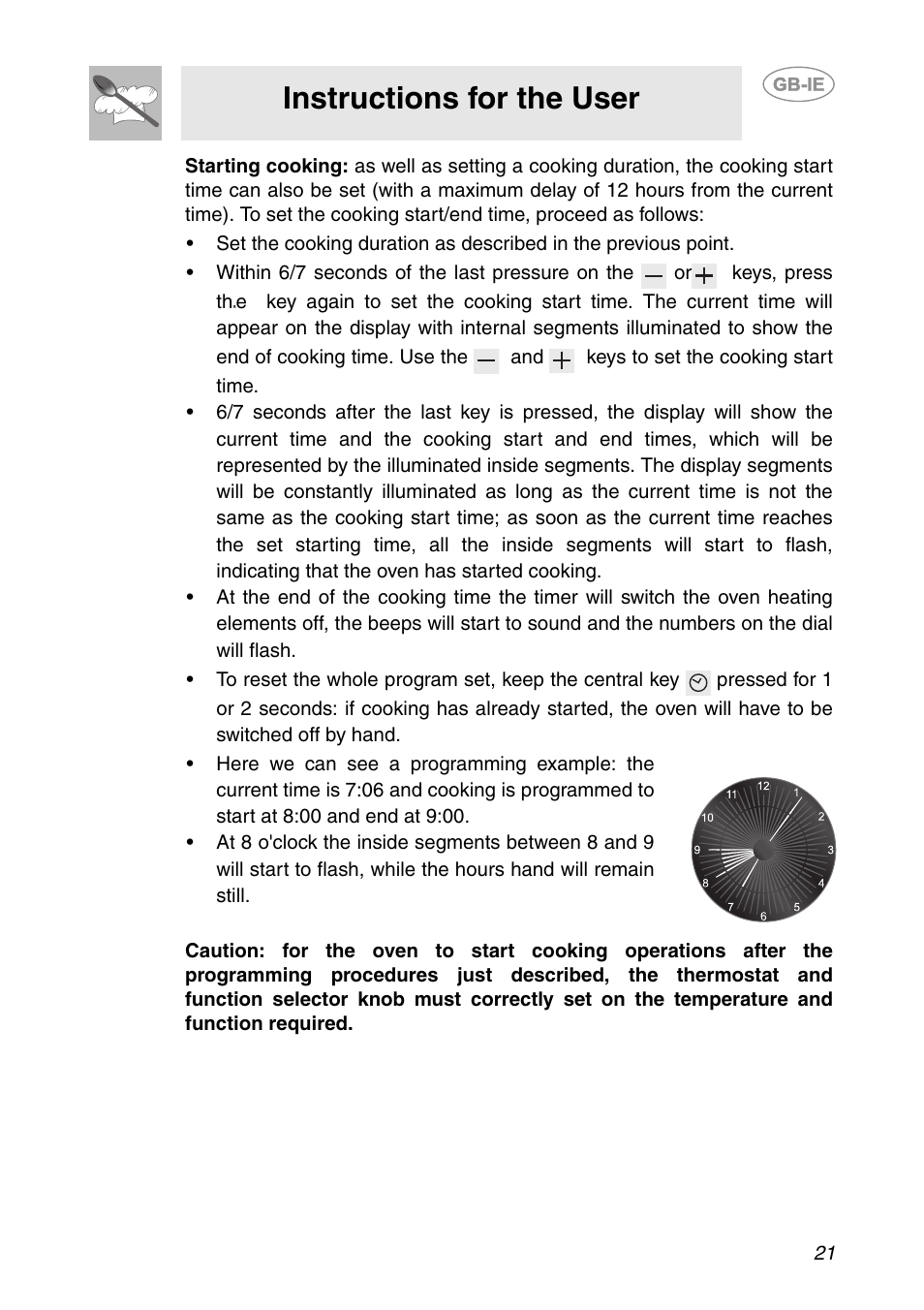 Instructions for the user | Smeg CS150SA User Manual | Page 19 / 43