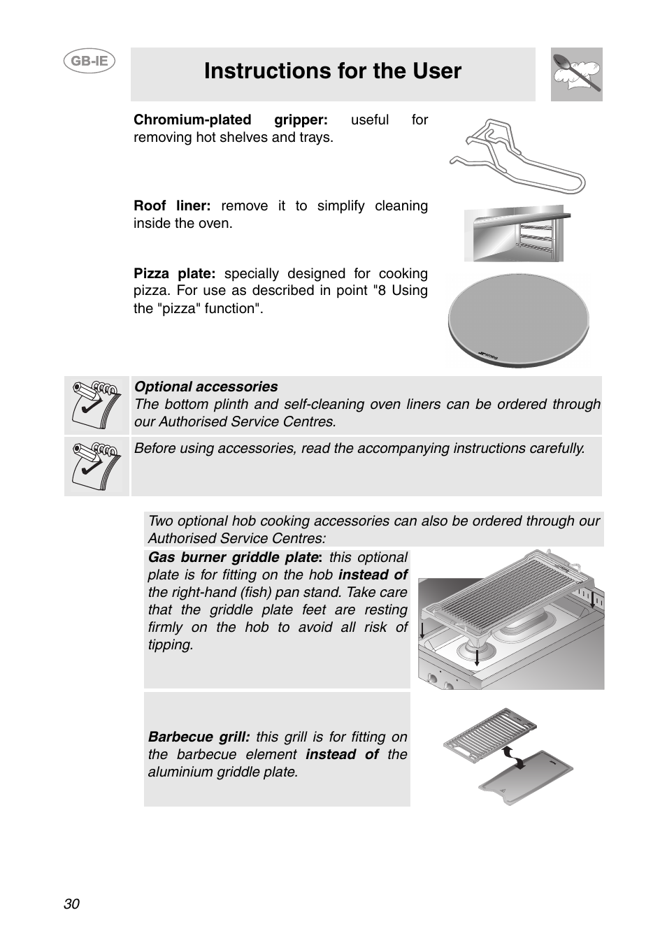 Instructions for the user | Smeg CS150SA User Manual | Page 28 / 43