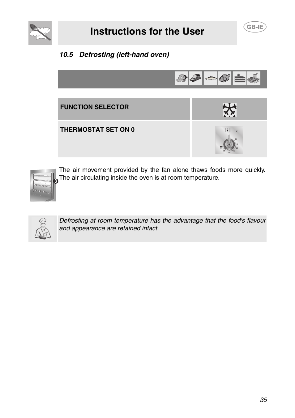5 defrosting (left-hand oven), Instructions for the user | Smeg CS150SA User Manual | Page 33 / 43