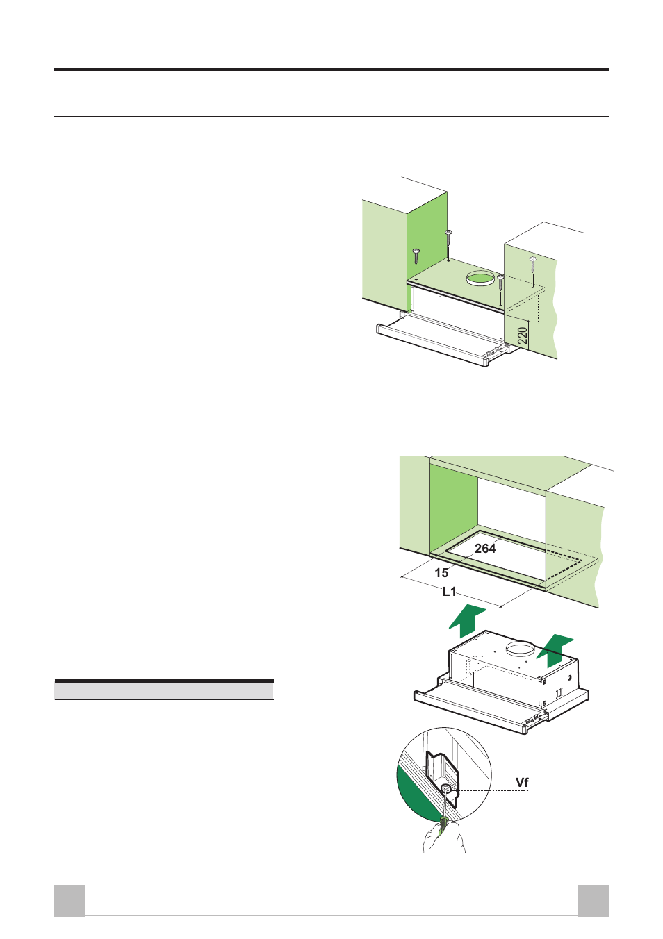 12 gb, Installation, Drilling the support surface and fitting the hood | Smeg KSET96 User Manual | Page 12 / 44