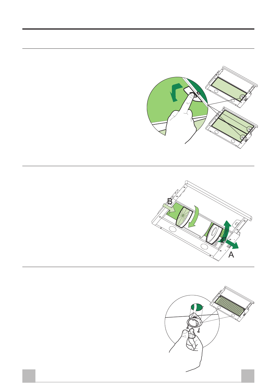 15 gb maintenance, Grease filters, Odour filters (recirculation version) | Lighting | Smeg KSET96 User Manual | Page 15 / 44