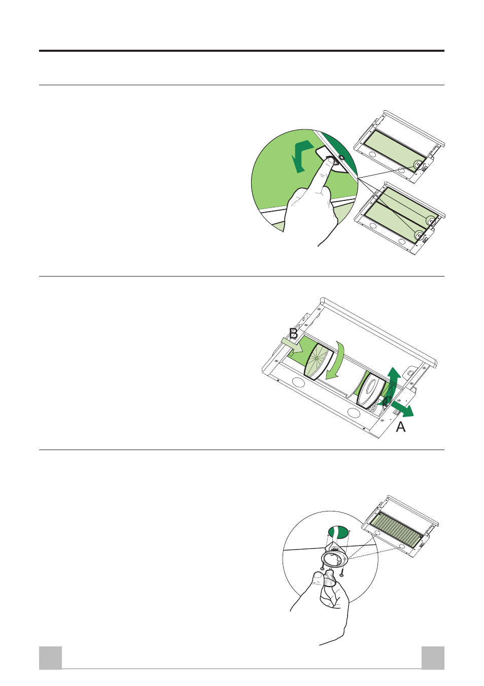 Manutenzione, Filtri antigrasso, Filtri antiodore (versione filtrante) sostituzione | Illuminazione | Smeg KSET96 User Manual | Page 8 / 44