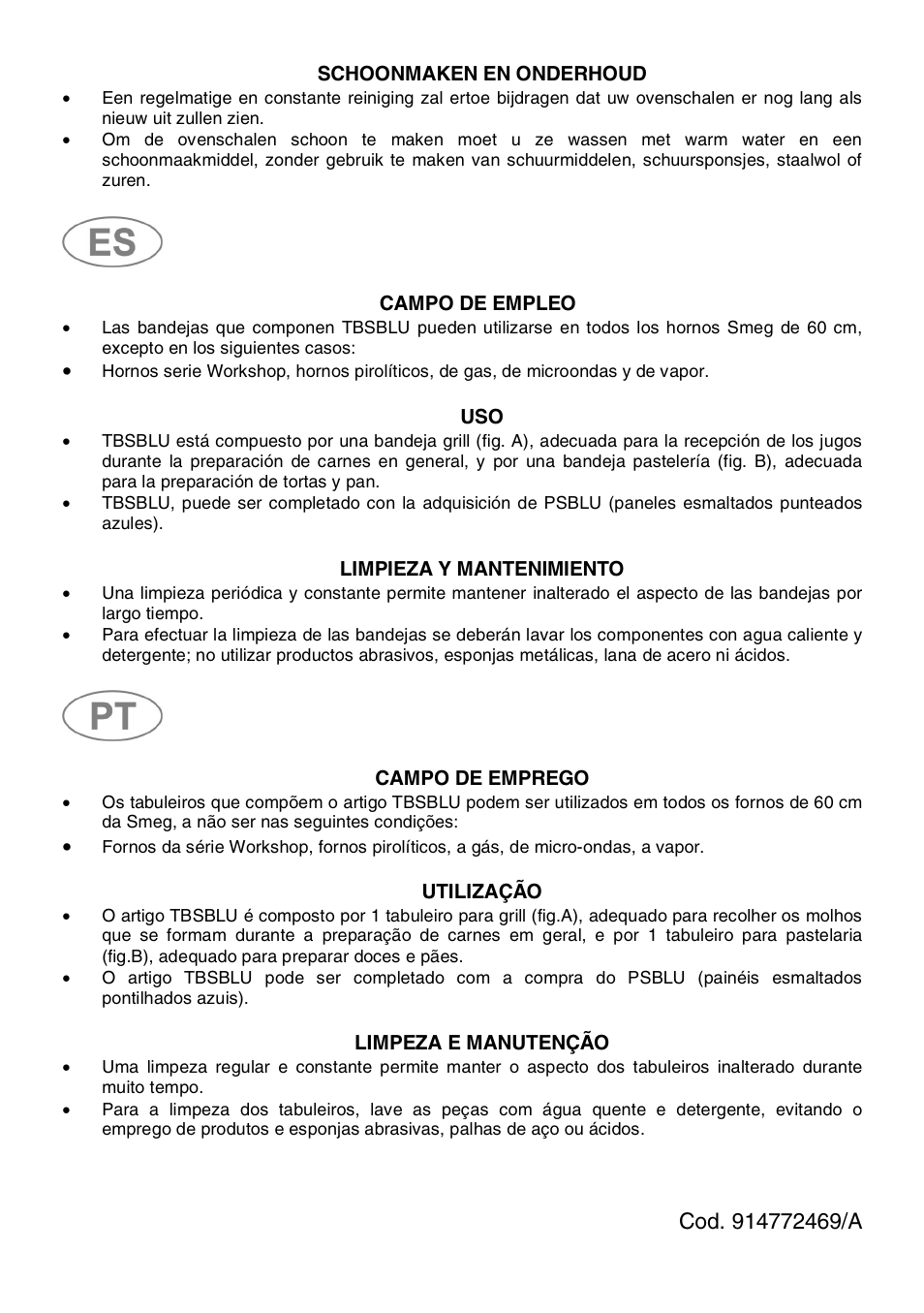 Smeg TBSBLU User Manual | Page 4 / 4