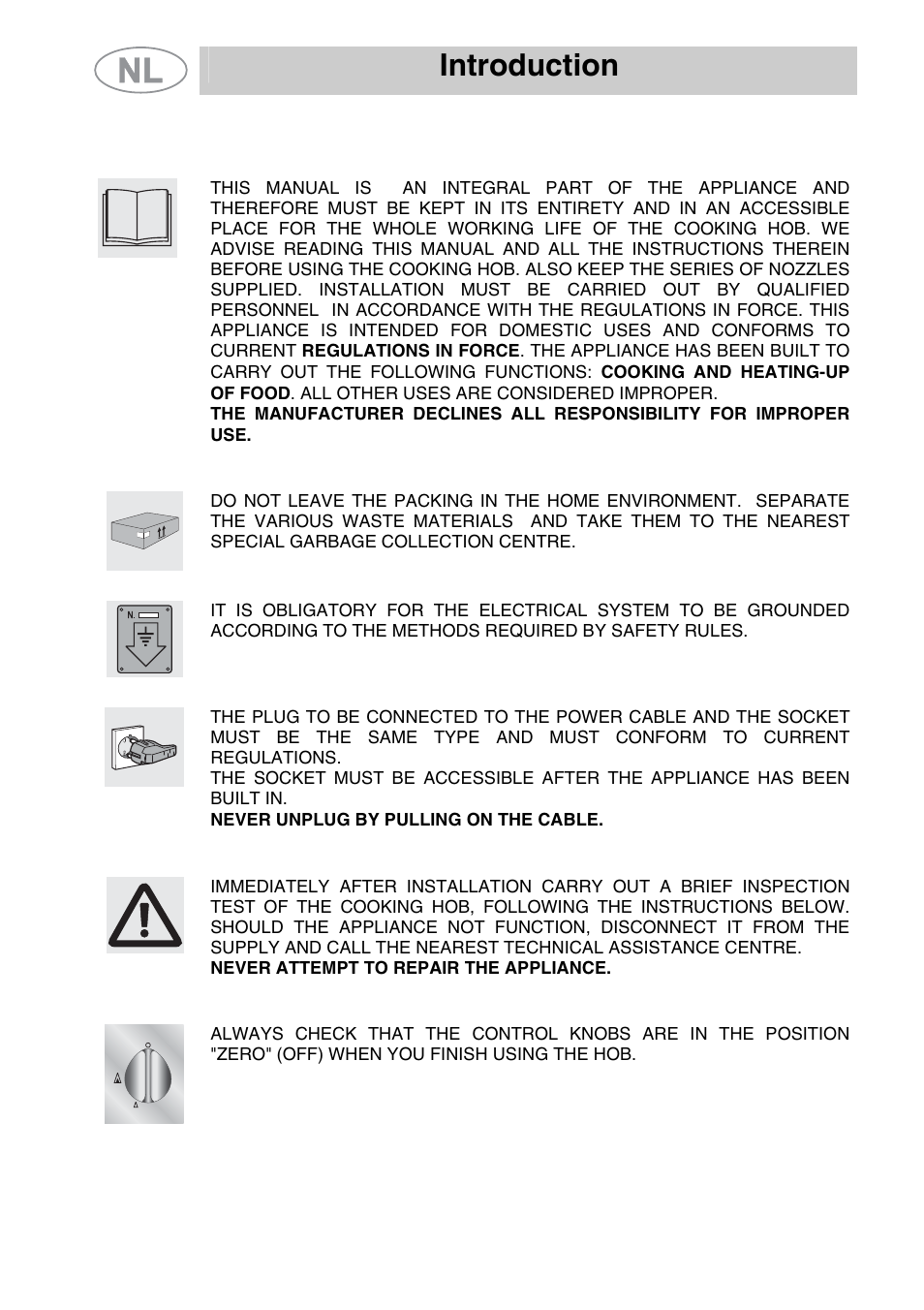 Instructions for safe and proper use, Introduction | Smeg GKCO64-3 User Manual | Page 2 / 18