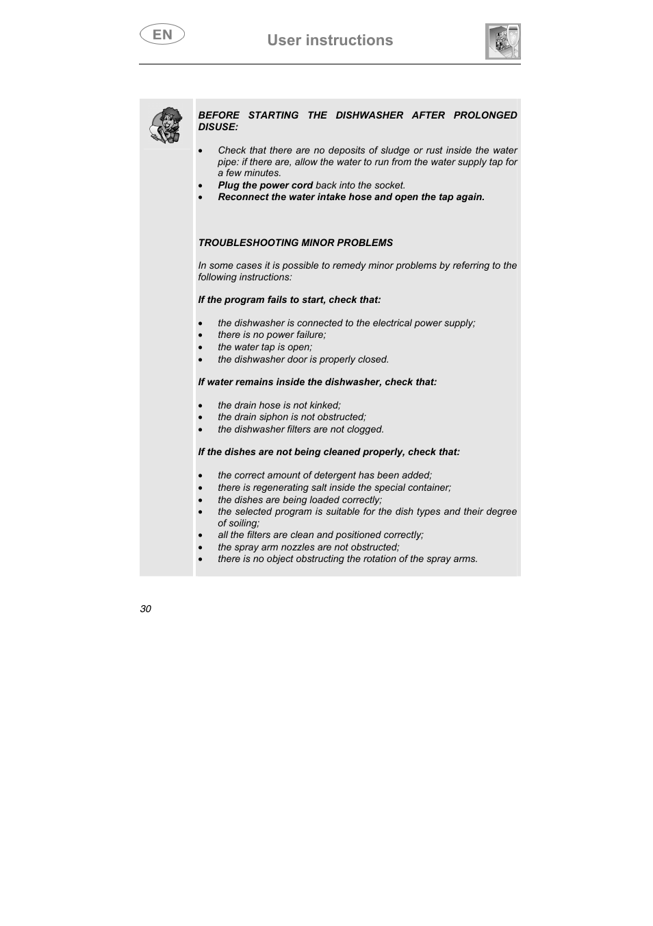 User instructions | Smeg STA645Q User Manual | Page 32 / 37