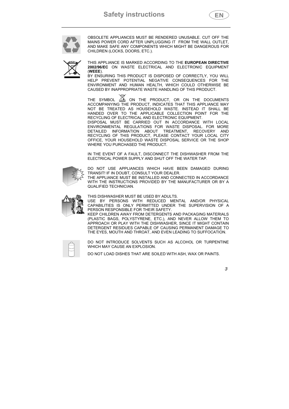 Safety instructions | Smeg STA645Q User Manual | Page 5 / 37