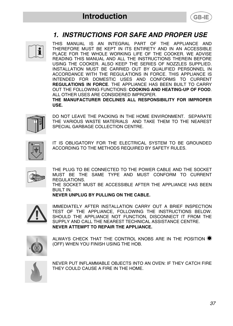 Introduction, Instructions for safe and proper use | Smeg A2-5 User Manual | Page 2 / 30