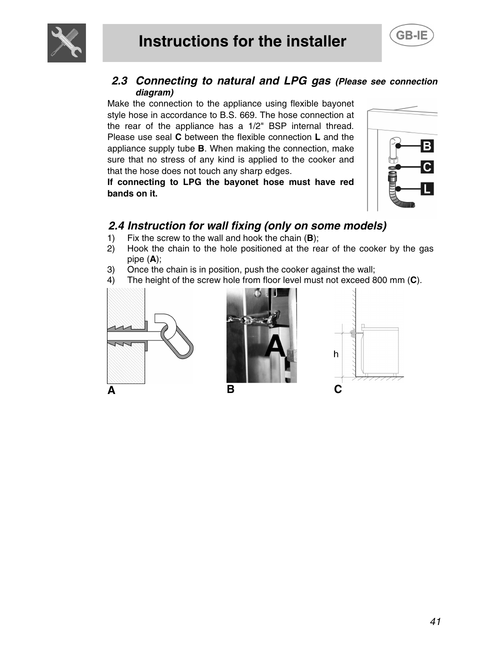 Instructions for the installer | Smeg A2-5 User Manual | Page 6 / 30