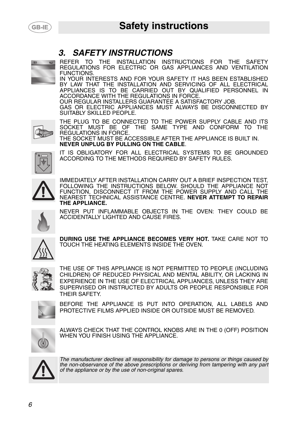 Safety instructions | Smeg SCDK380X User Manual | Page 4 / 26