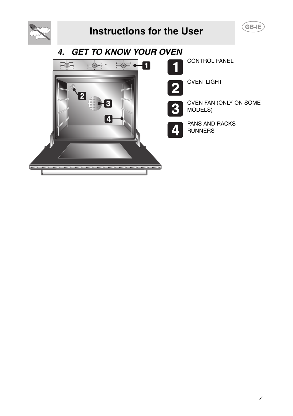 Get to know your oven, Instructions for the user | Smeg SCDK380X User Manual | Page 5 / 26