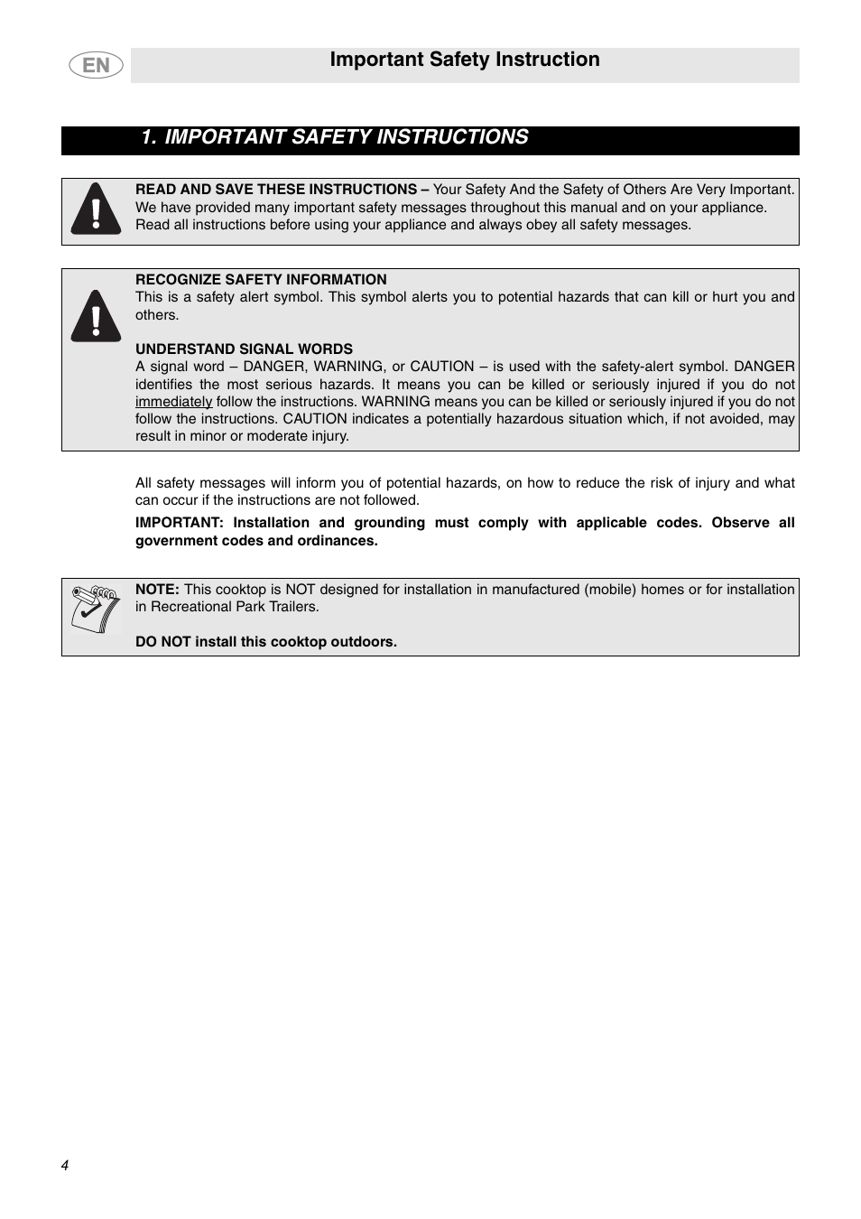 Important safety instructions, Important safety instruction | Smeg S2773CXU User Manual | Page 2 / 9