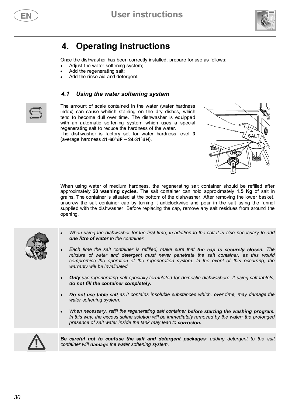 User instructions, Operating instructions | Smeg STX4-3 User Manual | Page 11 / 25