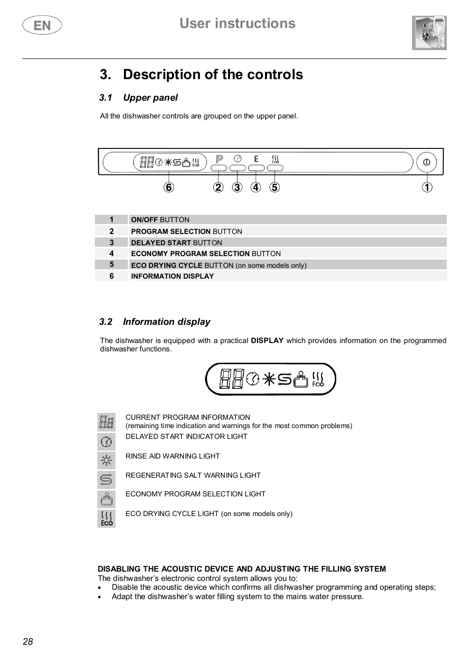User instructions, Description of the controls | Smeg STX4-3 User Manual | Page 7 / 25