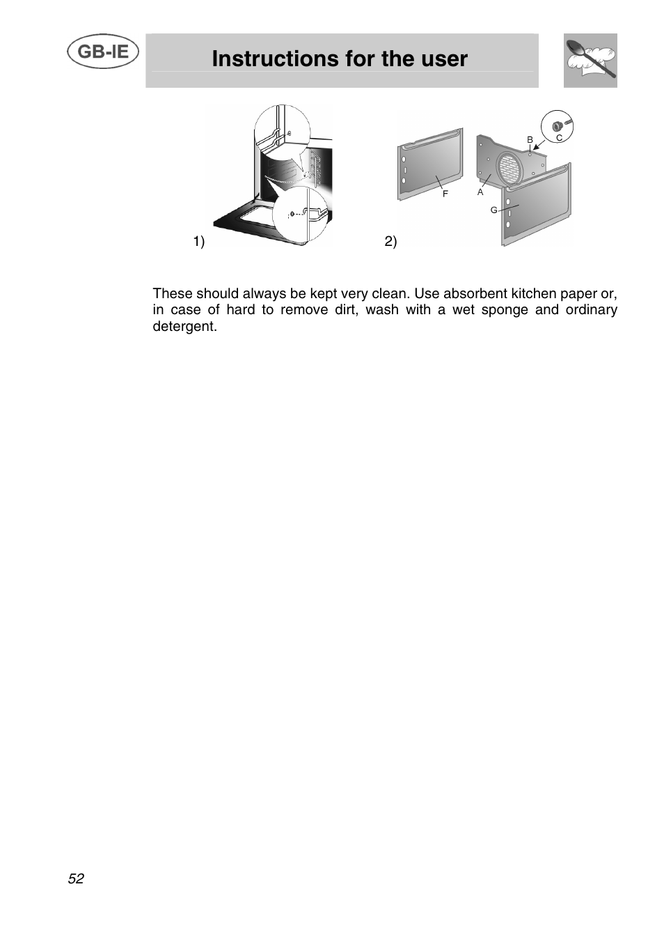 Instructions for the user | Smeg A42C User Manual | Page 26 / 29