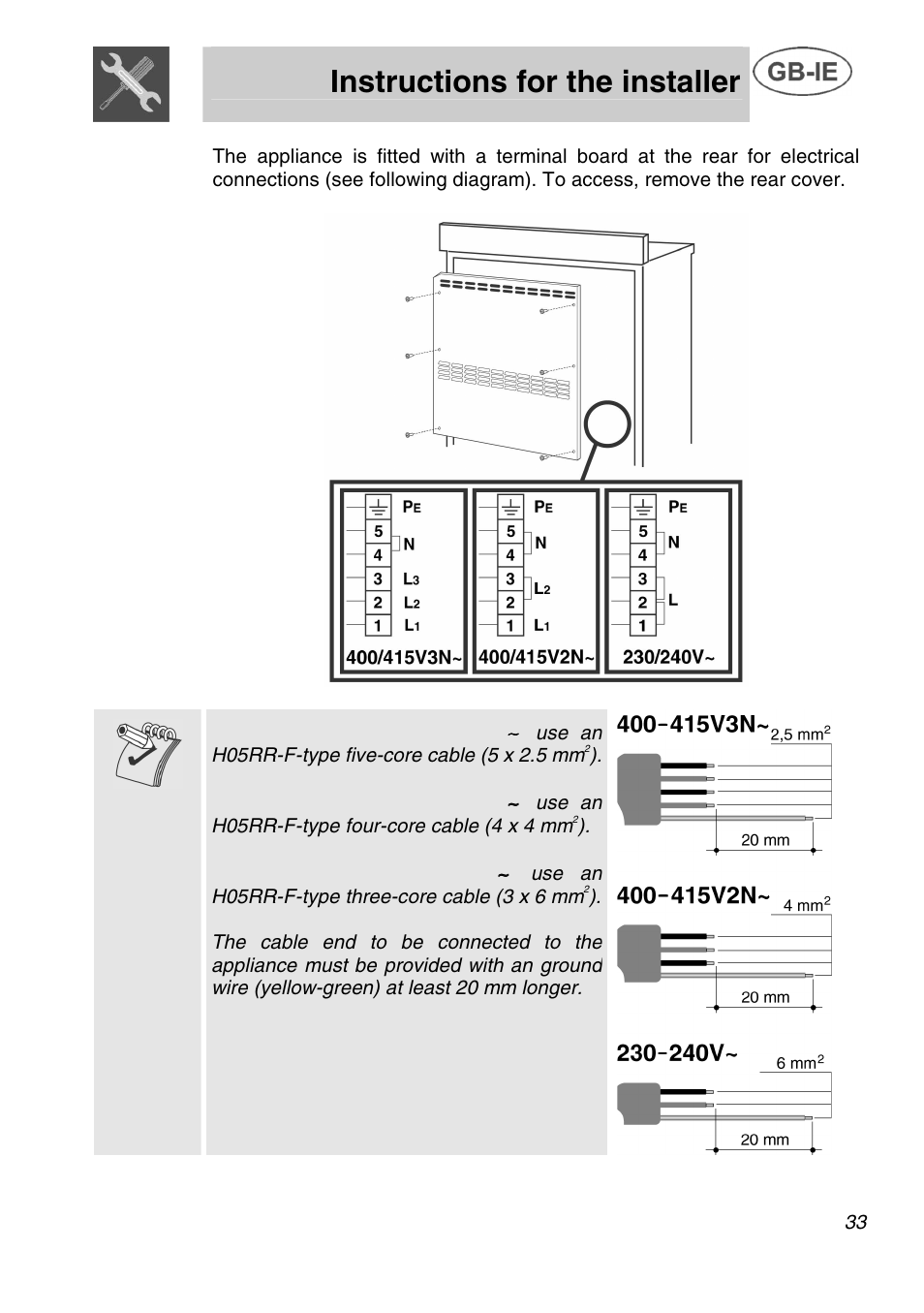 Instructions for the installer | Smeg A42C User Manual | Page 7 / 29