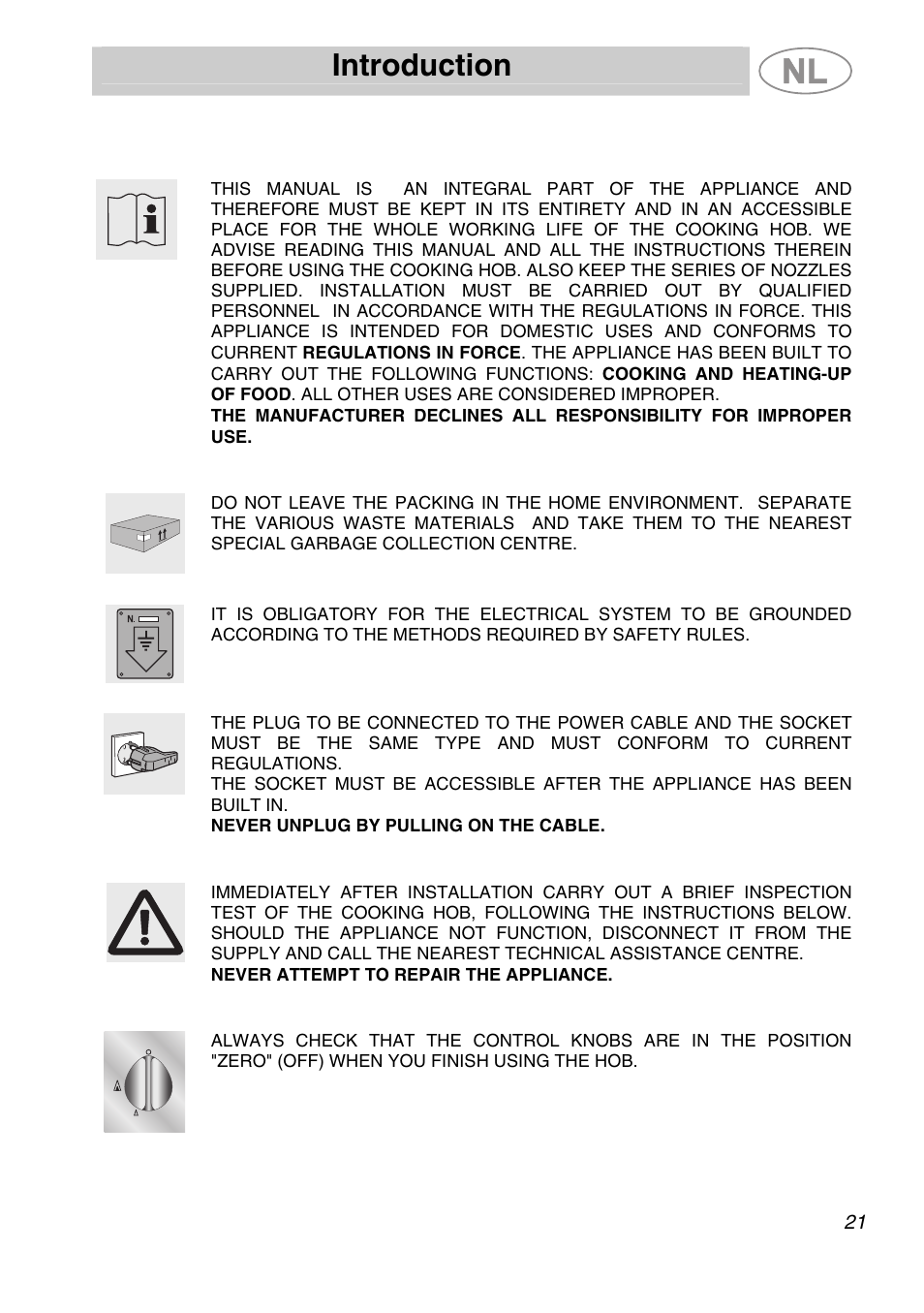 Introduction, Instructions for safe and proper use | Smeg GKCO955 User Manual | Page 2 / 17