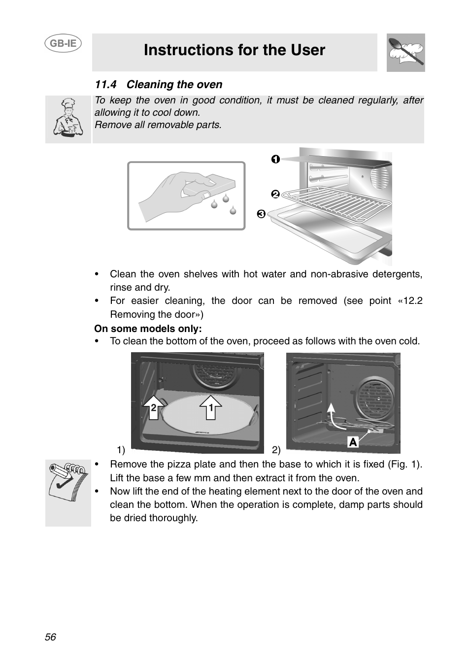 4 cleaning the oven, Instructions for the user | Smeg XXSC111P User Manual | Page 22 / 32