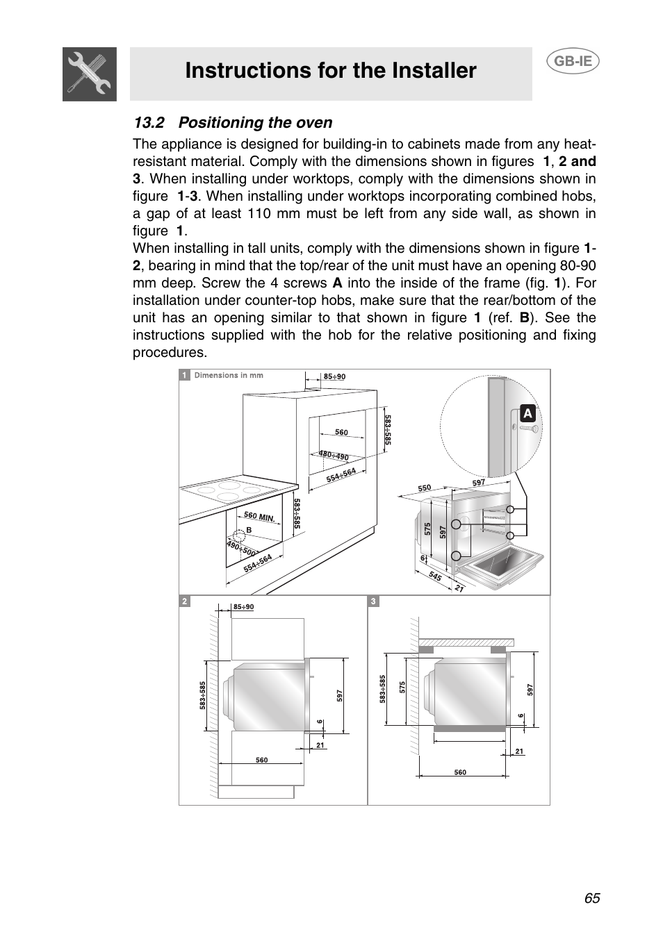 2 positioning the oven, Instructions for the installer | Smeg XXSC111P User Manual | Page 31 / 32