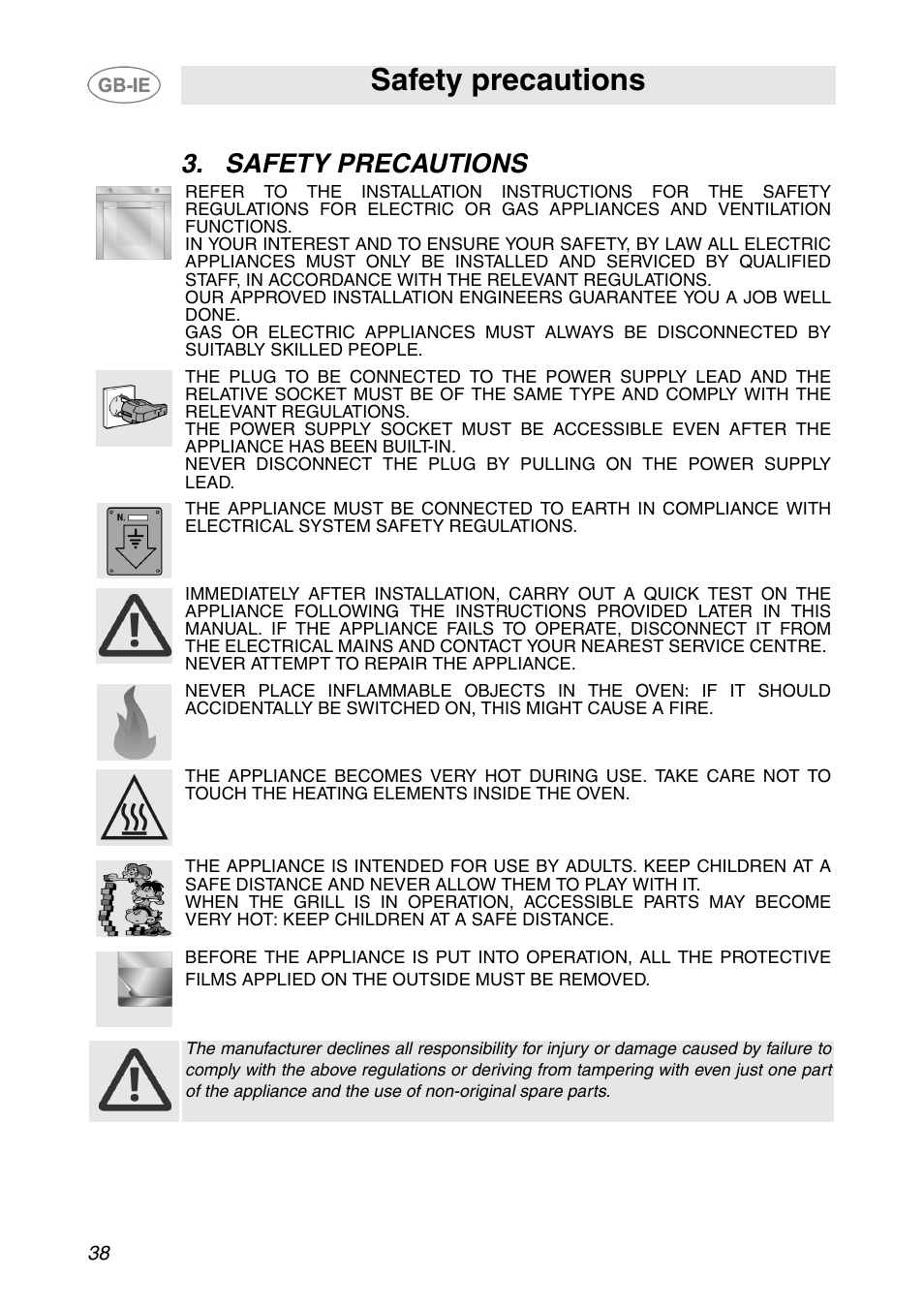 Safety precautions | Smeg XXSC111P User Manual | Page 4 / 32