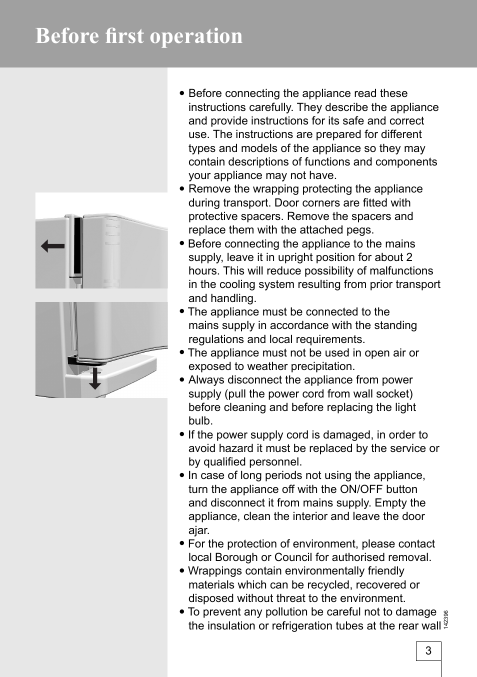 Before fi rst operation | Smeg 142396 User Manual | Page 3 / 20
